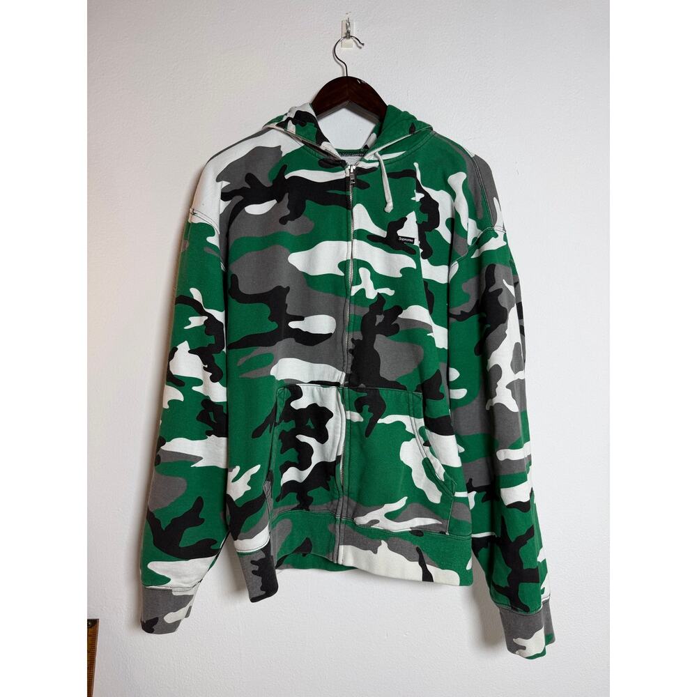 Supreme Small Box Zip Up Hooded Sweatshirt 'Green Camo'